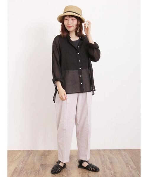 Samansa Mos2（サマンサ モスモス）の「【Lサイズ WEB限定】【接触冷感・抗菌防臭】センタープレステーパードパンツ（その他パンツ・レディース・チャコールグレー/ベージュ/グレー/グリーン・M/L）」の21枚目の写真