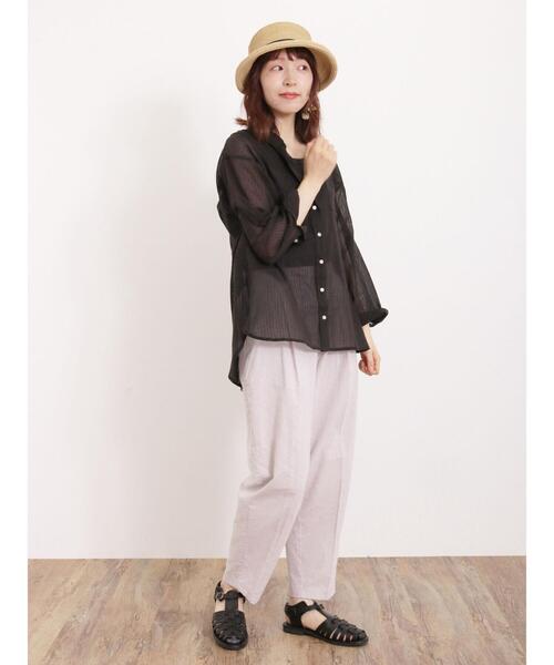 Samansa Mos2（サマンサ モスモス）の「【Lサイズ WEB限定】【接触冷感・抗菌防臭】センタープレステーパードパンツ（その他パンツ・レディース・チャコールグレー/ベージュ/グレー/グリーン・M/L）」の22枚目の写真