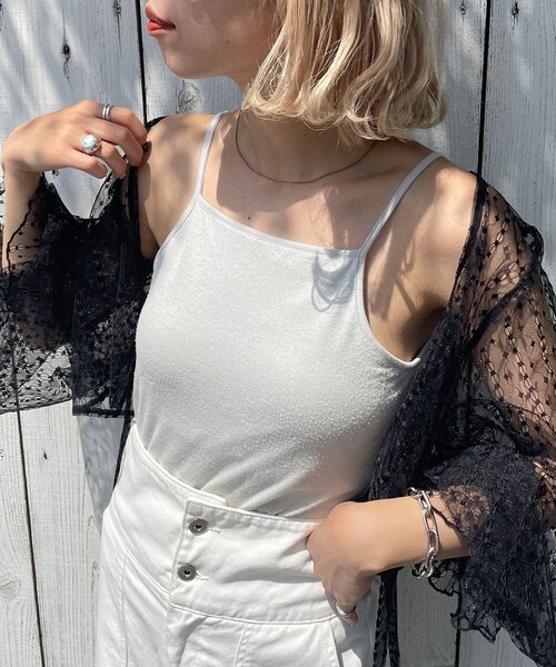 CIAOPANIC（チャオパニック）の「カップ付きラメキャミソール（キャミソール・レディース・ホワイト/ブラック/オレンジ・ONE SIZE）」の5枚目の写真