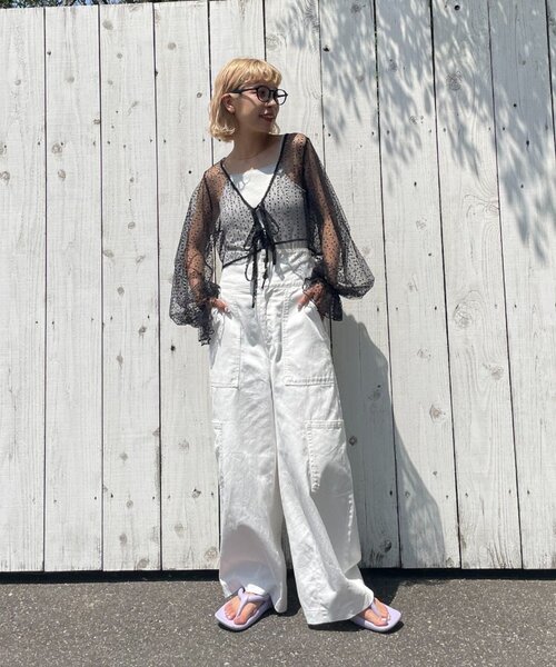 CIAOPANIC（チャオパニック）の「カップ付きラメキャミソール（キャミソール・レディース・ホワイト/ブラック/オレンジ・ONE SIZE）」の10枚目の写真