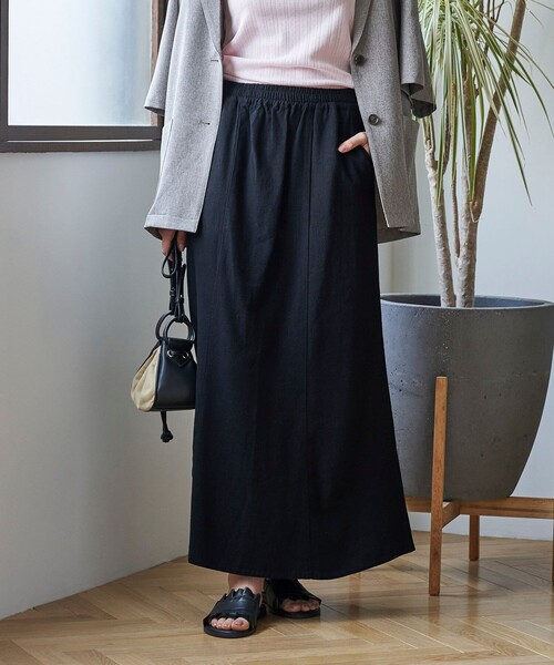 FREAK'S STORE（フリークスストア）の「リネンレーヨンイージースカート（スカート・レディース・ブラック/ピンク/ネイビー・ﾌﾘ-）」の2枚目の写真