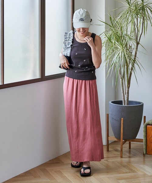 FREAK'S STORE（フリークスストア）の「リネンレーヨンイージースカート（スカート・レディース・ブラック/ピンク/ネイビー・ﾌﾘ-）」の11枚目の写真