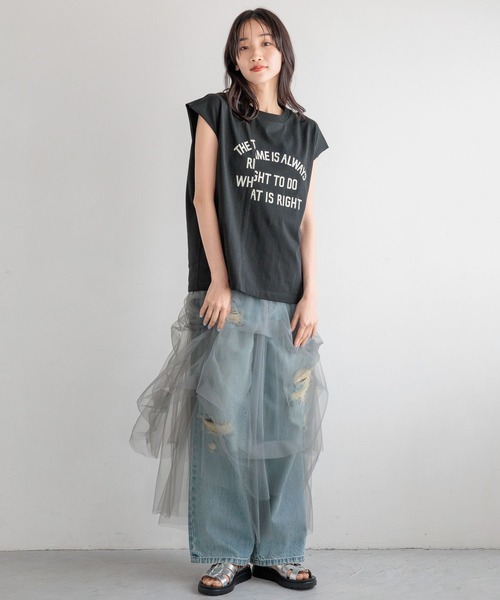 LOWRYS FARM（ローリーズファーム）の「タックチュールスカート  128229（スカート・レディース・ブラック/チャコールグレー/ブラウン・FREE）」の10枚目の写真