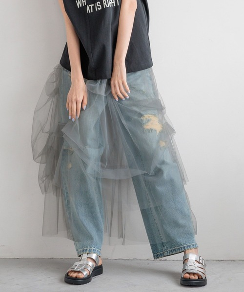 LOWRYS FARM（ローリーズファーム）の「タックチュールスカート  128229（スカート・レディース・ブラック/チャコールグレー/ブラウン・FREE）」の8枚目の写真