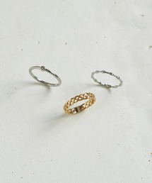 3PCS ツイスト ライン セット ピンキー リング