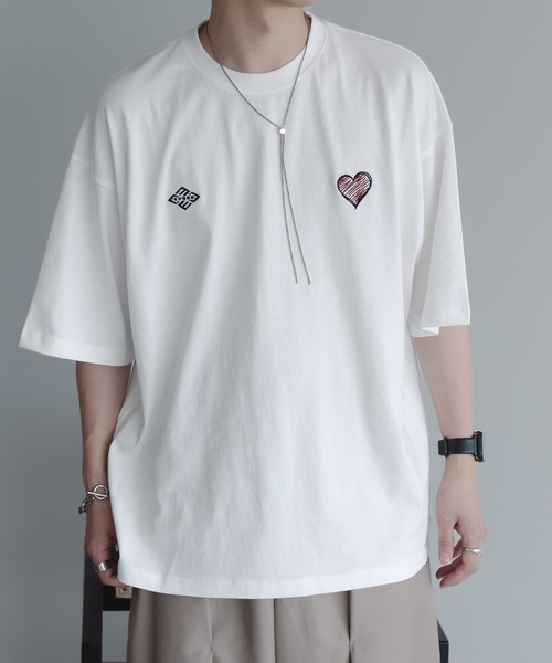 NOSWEA Tシャツ ホワイト ロゴ刺繍 キャラロゴ 刺繍Tシャツ-ホワイト | GAYACHA.