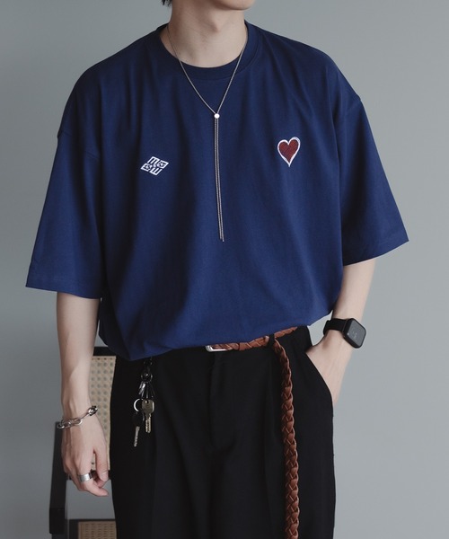 Maison 刺繍付きダークグレーTシャツ サイズ**S** セール】W刺繍ロゴTee（Tシャツ/カットソー）｜epnok（エプノック）の