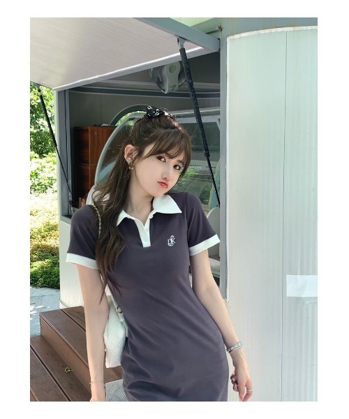 Voyage titty&Co.PETIT(ボヤージュティティアンドコープチ)の「カジュアルポロワンピース(ワンピース・レディース・ホワイト/グレー・SMALL/MEDIUM)」の11枚目の写真