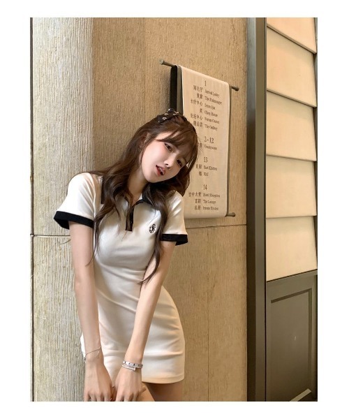 Voyage titty&Co.PETIT(ボヤージュティティアンドコープチ)の「カジュアルポロワンピース(ワンピース・レディース・ホワイト/グレー・SMALL/MEDIUM)」の16枚目の写真