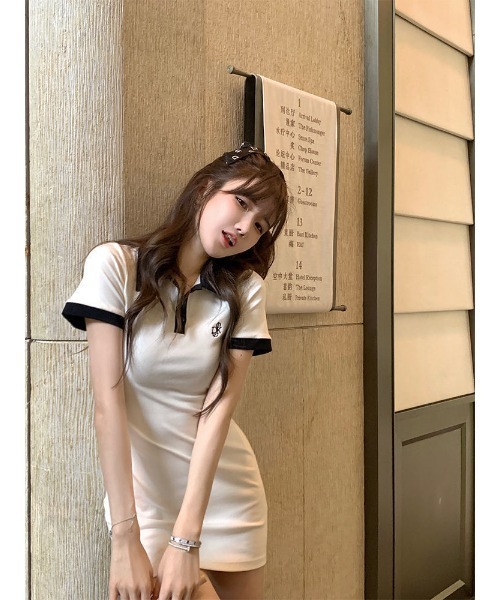 Voyage titty&Co.PETIT(ボヤージュティティアンドコープチ)の「カジュアルポロワンピース(ワンピース・レディース・ホワイト/グレー・SMALL/MEDIUM)」の15枚目の写真