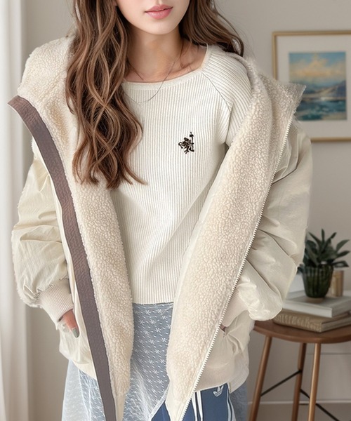 セール】大人のベーシックニット。ワンポイント胸刺繍ボートネック長袖