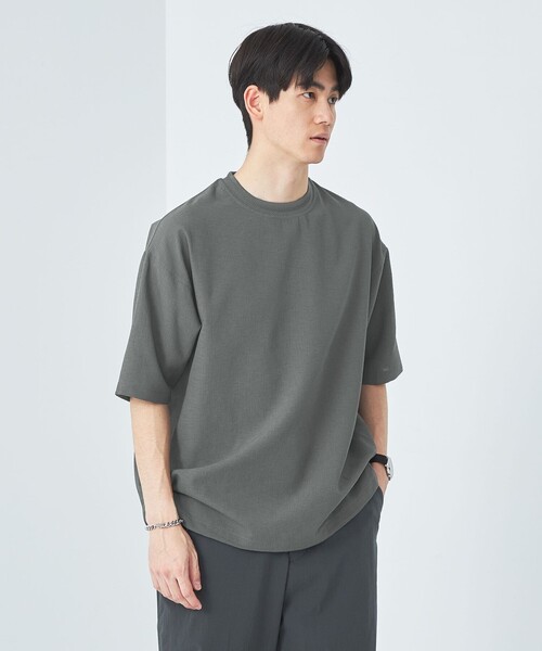 green label relaxing（グリーンレーベルリラクシング）の「DotAir ヘムコード クルーネック Tシャツ -防シワ・通気性-（Tシャツ/カットソー・メンズ・ターコイズブルー/ブラック/グレー・S/M/L/XL）」の3枚目の写真