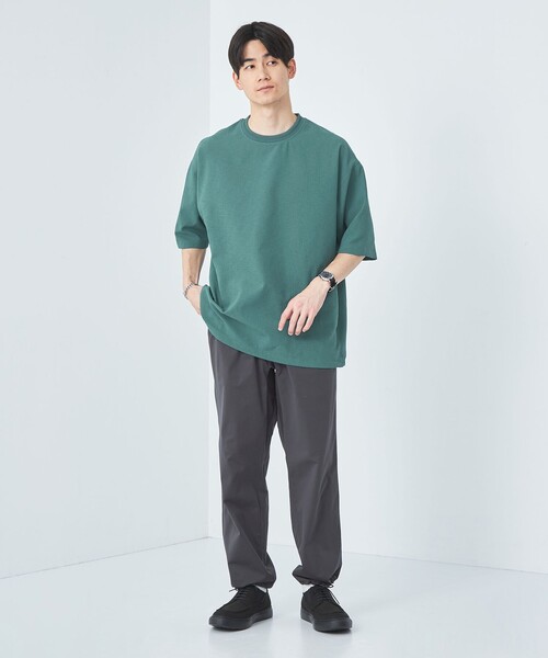 green label relaxing（グリーンレーベルリラクシング）の「DotAir ヘムコード クルーネック Tシャツ -防シワ・通気性-（Tシャツ/カットソー・メンズ・ターコイズブルー/ブラック/グレー・S/M/L/XL）」の5枚目の写真