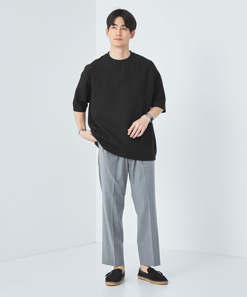 green label relaxing（グリーンレーベルリラクシング）の「DotAir ヘムコード クルーネック Tシャツ -防シワ・通気性-（Tシャツ/カットソー・メンズ・ターコイズブルー/ブラック/グレー・S/M/L/XL）」の7枚目の写真