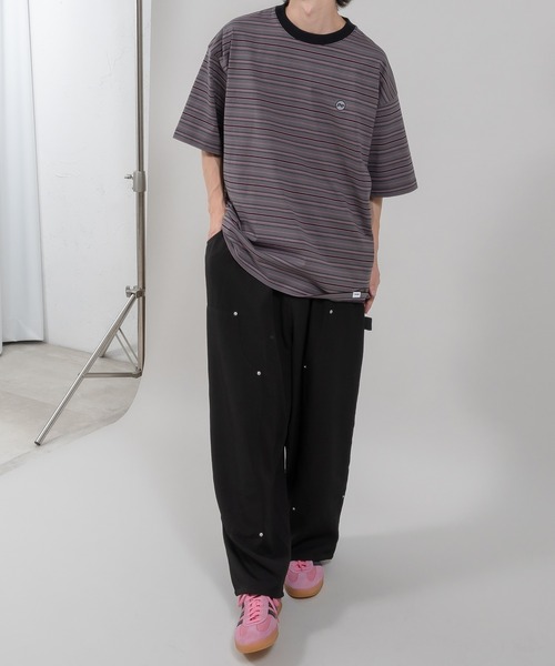 Perushu(ペルーシュ)の「ワンポイント刺繍ボーダーTシャツ(Tシャツ/カットソー・メンズ・イエロー/オレンジ/オフホワイト/チャコールグレー・SMALL/MEDIUM/LARGE)」の11枚目の写真