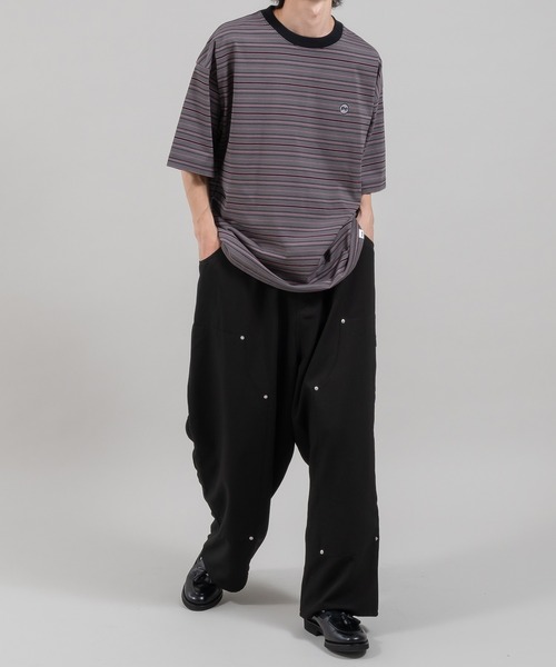 Perushu(ペルーシュ)の「ワンポイント刺繍ボーダーTシャツ(Tシャツ/カットソー・メンズ・イエロー/オレンジ/オフホワイト/チャコールグレー・SMALL/MEDIUM/LARGE)」の9枚目の写真