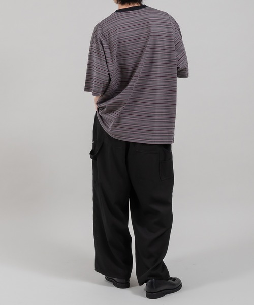 Perushu(ペルーシュ)の「ワンポイント刺繍ボーダーTシャツ(Tシャツ/カットソー・メンズ・イエロー/オレンジ/オフホワイト/チャコールグレー・SMALL/MEDIUM/LARGE)」の15枚目の写真