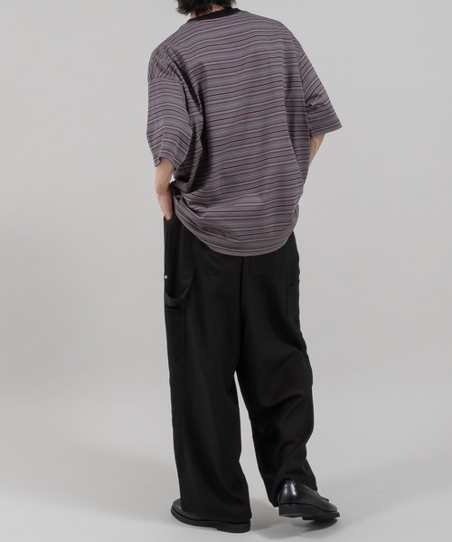 Perushu(ペルーシュ)の「ワンポイント刺繍ボーダーTシャツ(Tシャツ/カットソー・メンズ・イエロー/オレンジ/オフホワイト/チャコールグレー・SMALL/MEDIUM/LARGE)」の12枚目の写真