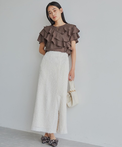 VIS（ビス）の「【洗える】フェザーチュールスカート（スカート・レディース・ブラック/ホワイト・FREE）」の3枚目の写真