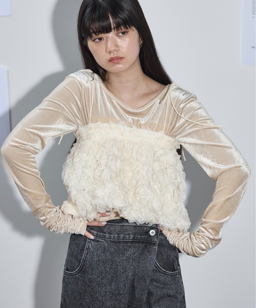 セール】フラワーモチーフチュールキャミビスチェ（ベスト