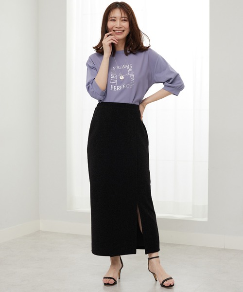 BELLUNA PLUS(ベルーナ)の「異素材使いロゴデザインプルオーバー(Tシャツ/カットソー・レディース・ブルーグレー/カーキ/オフホワイト/チャコール・MEDIUM/LARGE/X-LARGE)」の9枚目の写真