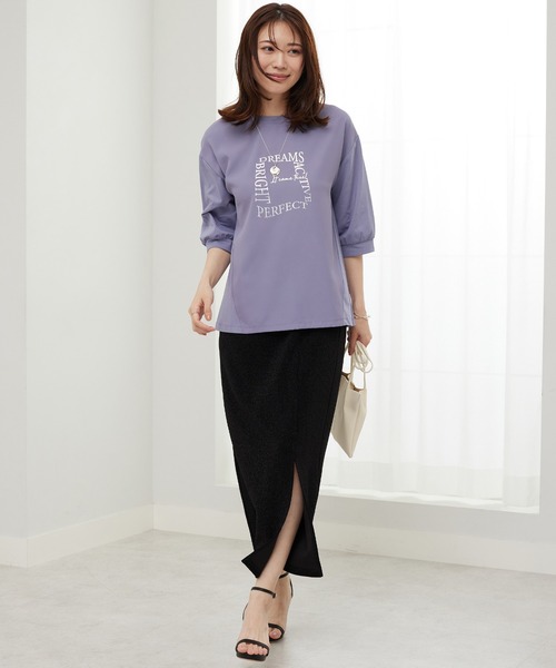BELLUNA PLUS(ベルーナ)の「異素材使いロゴデザインプルオーバー(Tシャツ/カットソー・レディース・ブルーグレー/カーキ/オフホワイト/チャコール・MEDIUM/LARGE/X-LARGE)」の11枚目の写真