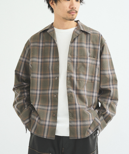 OMBRE CHECK / オープンカラーシャツ