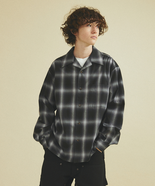 417 EDIFICE(フォーワンセブンエディフィス)の「OMBRE CHECK / オープンカラーシャツ(シャツ/ブラウス・メンズ・ブラック/ブラウン・MEDIUM/LARGE)」の12枚目の写真