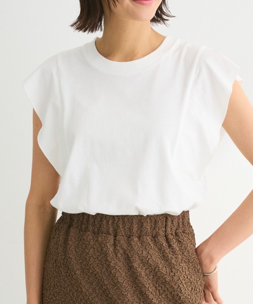 Sugar spoon(シュガースプーン)の「・SUGAR SPOON<COOL>フレンチスリーブTEE(Tシャツ/カットソー・レディース・ライトグレー/ライトピンク/ブラック/ブルー/オフホワイト/チャコールグレー・FREE)」の2枚目の写真