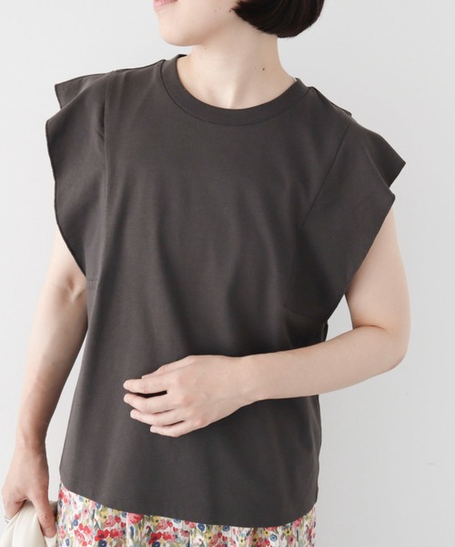 Sugar spoon(シュガースプーン)の「・SUGAR SPOON<COOL>フレンチスリーブTEE(Tシャツ/カットソー・レディース・ライトグレー/ライトピンク/ブラック/ブルー/オフホワイト/チャコールグレー・FREE)」の3枚目の写真