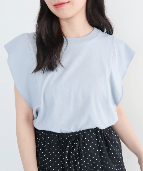 Sugar spoon(シュガースプーン)の「・SUGAR SPOON<COOL>フレンチスリーブTEE(Tシャツ/カットソー・レディース・ライトグレー/ライトピンク/ブラック/ブルー/オフホワイト/チャコールグレー・FREE)」の5枚目の写真