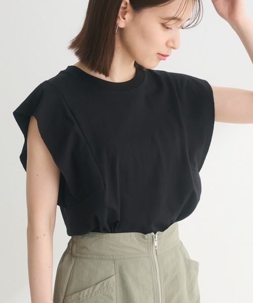 Sugar spoon(シュガースプーン)の「・SUGAR SPOON<COOL>フレンチスリーブTEE(Tシャツ/カットソー・レディース・ライトグレー/ライトピンク/ブラック/ブルー/オフホワイト/チャコールグレー・FREE)」の1枚目の写真