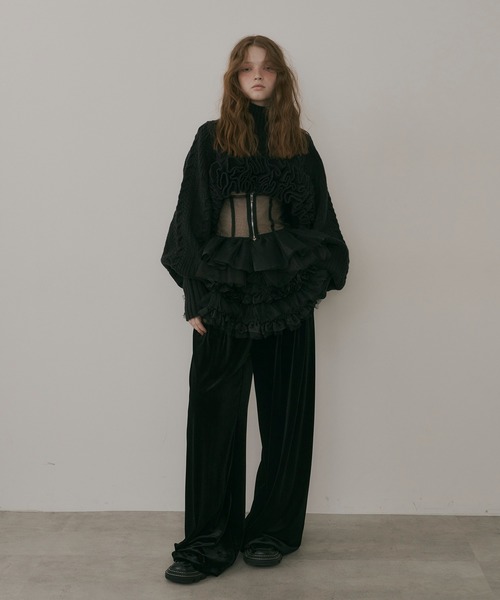 02AW 『四つの黒期』 ベルベット デストロイパンツ archive クラシカルベロアツータックGパンツ（その他パンツ）｜J1U by LA BELLE