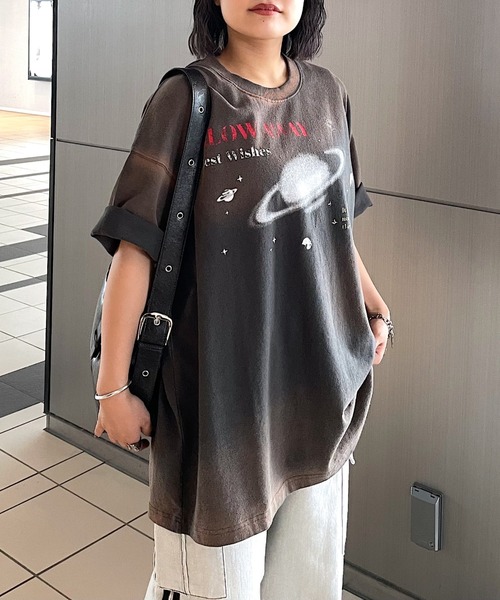 PBLIM（ページボーイリム）の「PBLIM/スペースマーブルＴ（Tシャツ/カットソー・レディース・チャコールグレー/ネイビー・LARGE/MEDIUM）」の4枚目の写真