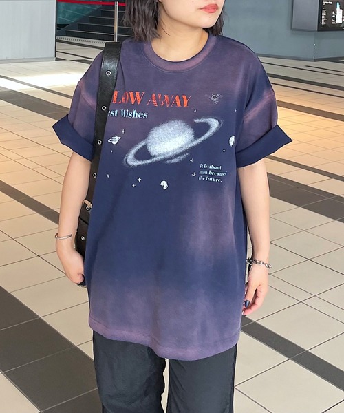 PBLIM（ページボーイリム）の「PBLIM/スペースマーブルＴ（Tシャツ/カットソー・レディース・チャコールグレー/ネイビー・LARGE/MEDIUM）」の7枚目の写真