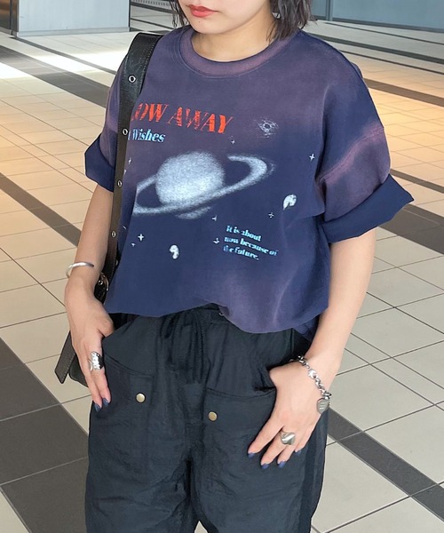 PBLIM（ページボーイリム）の「PBLIM/スペースマーブルＴ（Tシャツ/カットソー・レディース・チャコールグレー/ネイビー・LARGE/MEDIUM）」の6枚目の写真