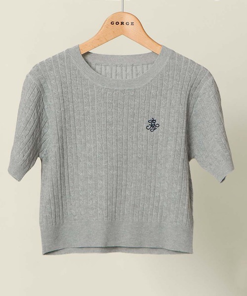 GORGE（ゴージ）の「ケーブルニット刺しゅうプルオーバー（Tシャツ/カットソー・レディース・ピンク/オフホワイト/ネイビー/グレー・F）」の3枚目の写真