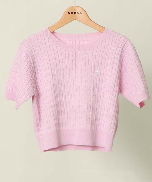 GORGE（ゴージ）の「ケーブルニット刺しゅうプルオーバー（Tシャツ/カットソー・レディース・ピンク/オフホワイト/ネイビー/グレー・F）」の9枚目の写真