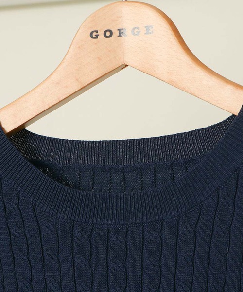 GORGE（ゴージ）の「ケーブルニット刺しゅうプルオーバー（Tシャツ/カットソー・レディース・ピンク/オフホワイト/ネイビー/グレー・F）」の11枚目の写真