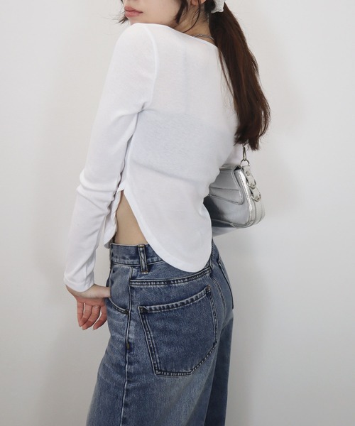 セール】【新色追加】ボディースーツ風トップス / 長袖 クルーネック