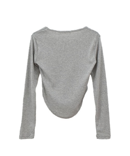 Reurie'(レウリィ)の「【新色追加】ボディースーツ風トップス / 長袖 クルーネック 肌見せ Vカット クロップド丈 シンプル 大人カジュアル 韓国ファッション モノトーン 黒 ブラック グレー(Tシャツ/カットソー・レディース・ブラック/グレー/ホワイト・FREE)」の16枚目の写真