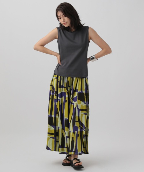 Elura（エルーラ）の「幾何プリントフレアスカート/140469（スカート・レディース・イエロー/オレンジ・FREE）」の6枚目の写真