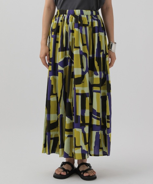 Elura（エルーラ）の「幾何プリントフレアスカート/140469（スカート・レディース・イエロー/オレンジ・FREE）」の7枚目の写真