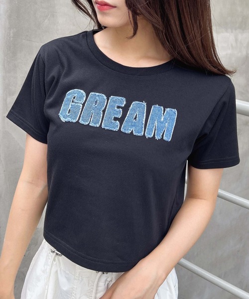INGNI(イング)の「パッチデニムコンパクトTシャツ(Tシャツ/カットソー・レディース・オフホワイト/チャコールグレー/ブラック・M)」の3枚目の写真