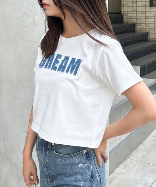 INGNI(イング)の「パッチデニムコンパクトTシャツ(Tシャツ/カットソー・レディース・オフホワイト/チャコールグレー/ブラック・M)」の6枚目の写真