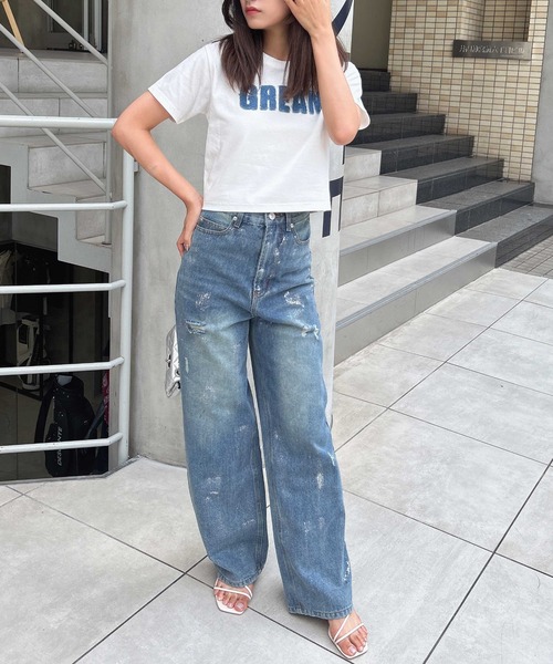 INGNI(イング)の「パッチデニムコンパクトTシャツ(Tシャツ/カットソー・レディース・オフホワイト/チャコールグレー/ブラック・M)」の8枚目の写真