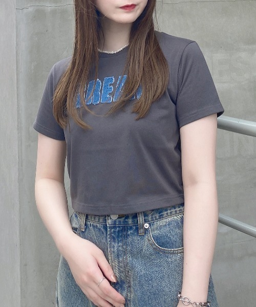 セール】パッチデニムコンパクトTシャツ（Tシャツ/カットソー