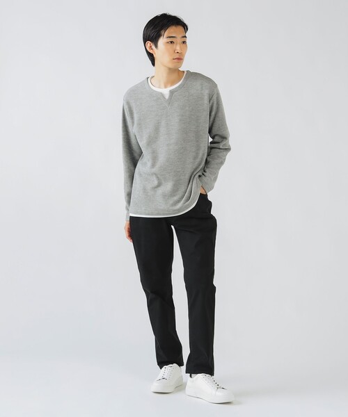 BEAMS HEART(ビームスハート)の「畦編み キーネック フェイクレイヤー カットソー(Tシャツ/カットソー・メンズ・グレー/ネイビー・S/M/L/XL)」の3枚目の写真