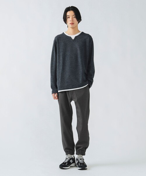 BEAMS HEART(ビームスハート)の「畦編み キーネック フェイクレイヤー カットソー(Tシャツ/カットソー・メンズ・グレー/ネイビー・S/M/L/XL)」の7枚目の写真