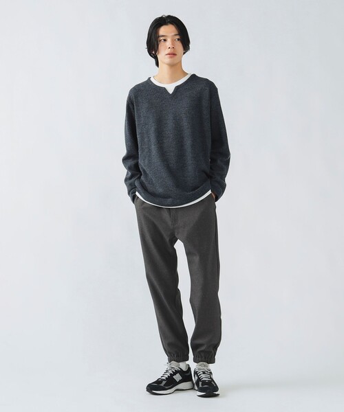 BEAMS HEART(ビームスハート)の「畦編み キーネック フェイクレイヤー カットソー(Tシャツ/カットソー・メンズ・グレー/ネイビー・S/M/L/XL)」の8枚目の写真